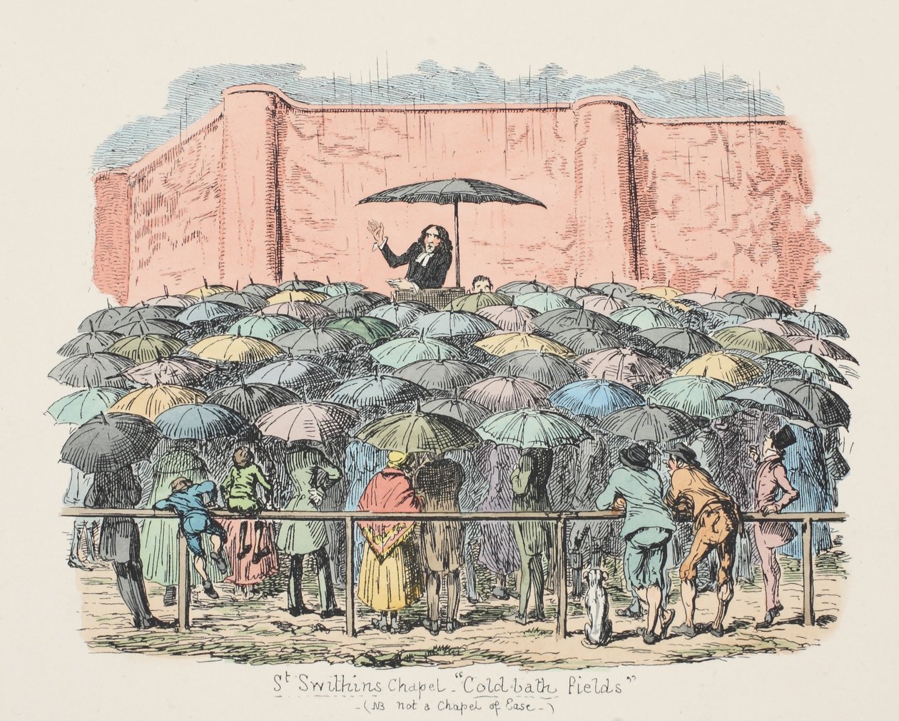 St Swithuns Chapel Hidegfürdő mezők, kocsma. 1833 (kézzel színezett metszet) alkotó: George Cruikshank