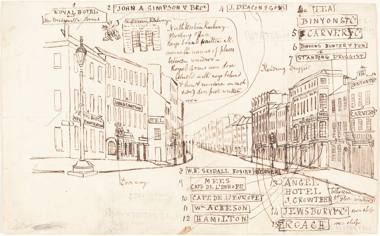 Utcai perspektíva üzleti helyek címkével alkotó: George Cruikshank