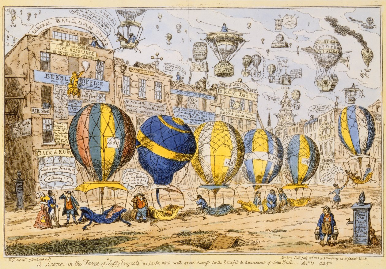 Taxi léggömbök, kocsma. G. Humphrey, 1825 alkotó: George Cruikshank