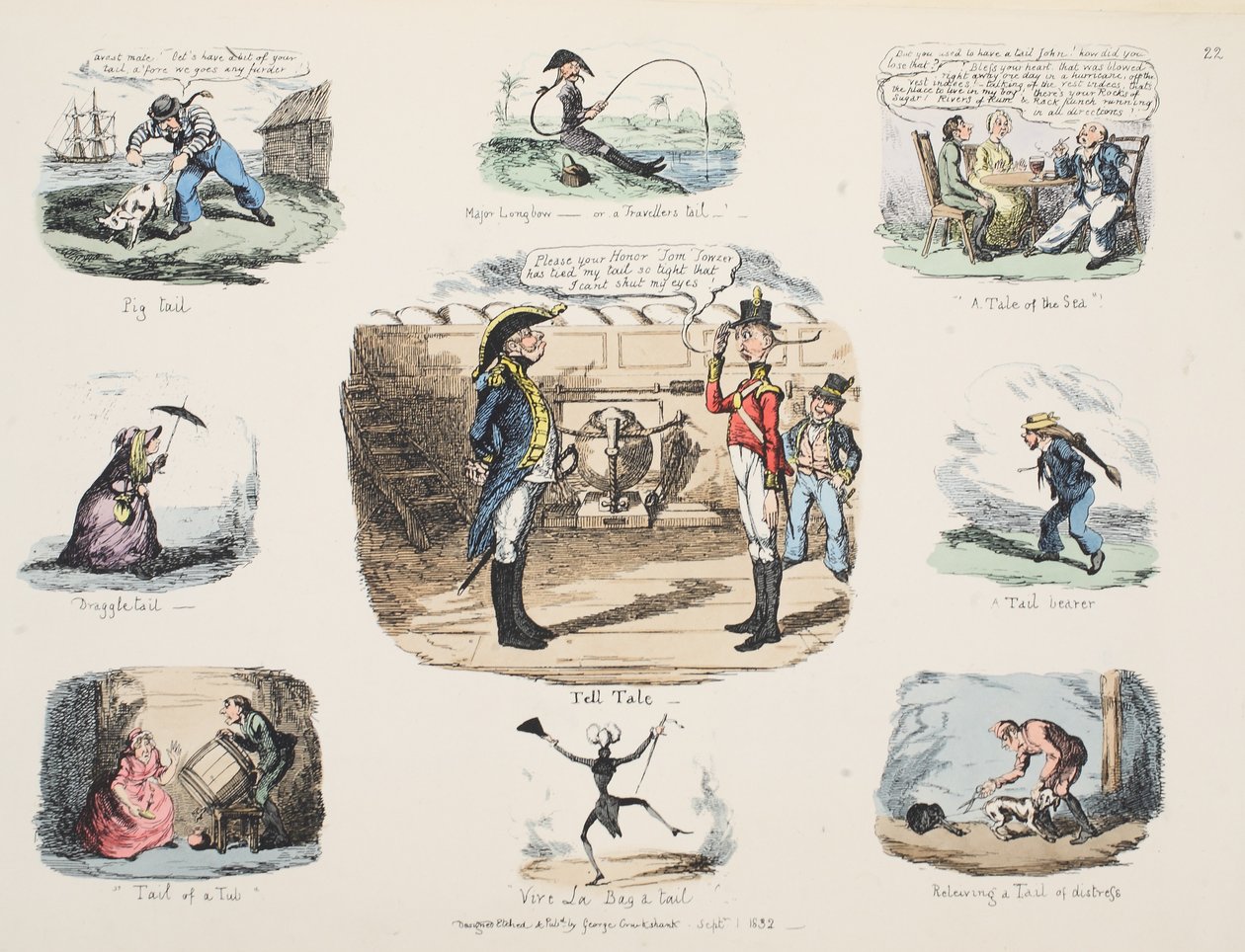 Tell Tale, kocsma. 1832 (kézzel színezett metszet alkotó: George Cruikshank