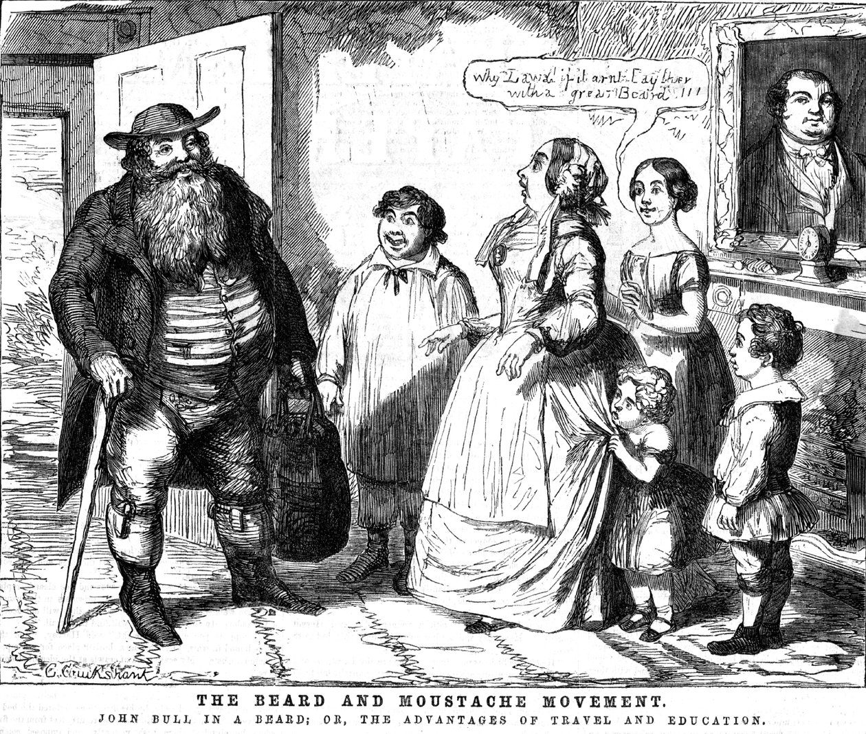 A szakáll és bajusz mozgalom, 1854 alkotó: George Cruikshank