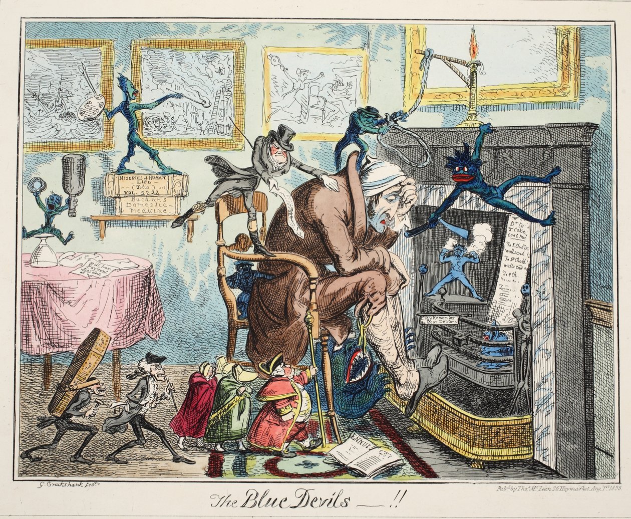 The Blue Devils, kocsma. 1835 (kézzel színezett metszet) alkotó: George Cruikshank