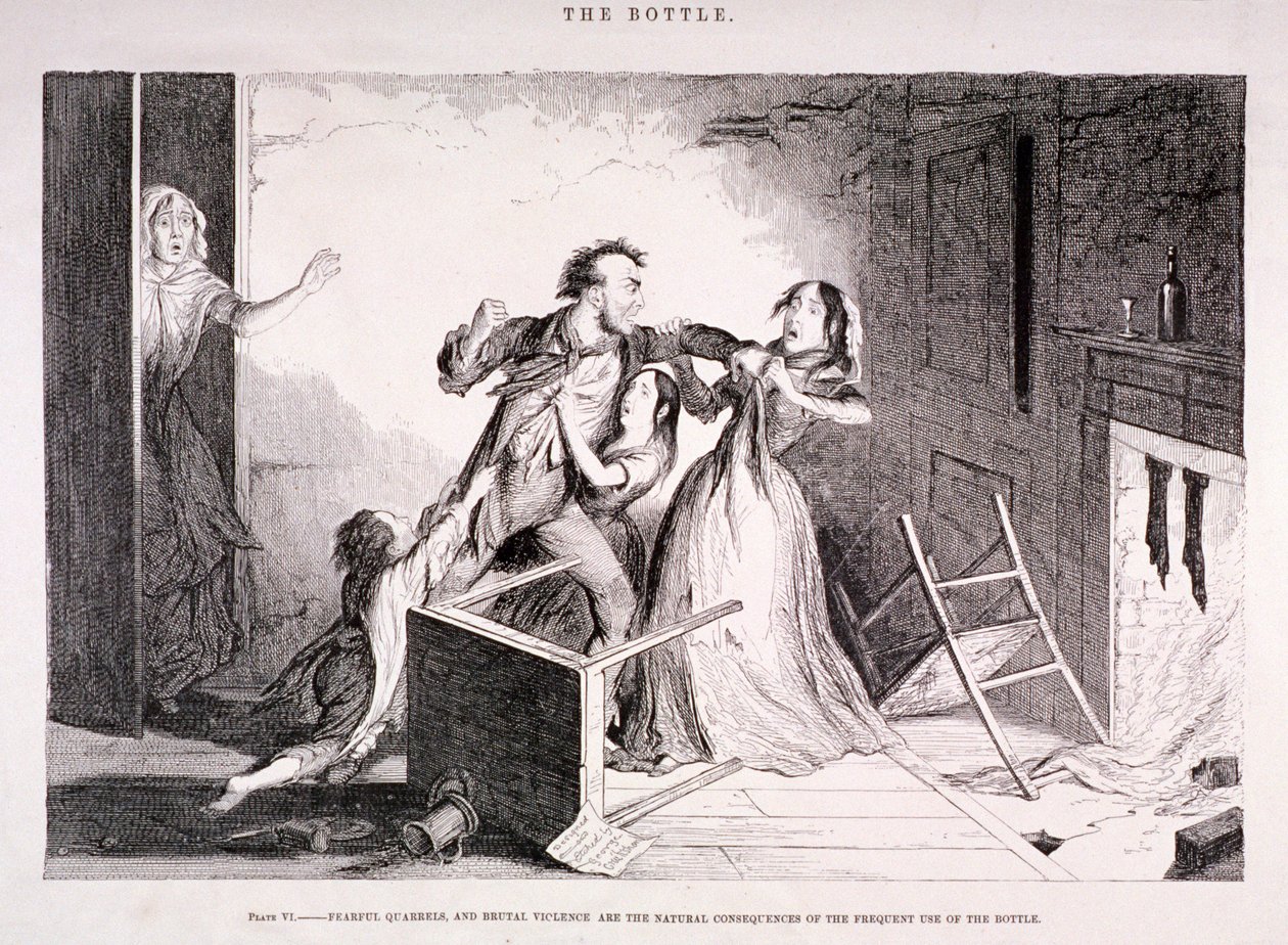 "The Bottle", 1847 alkotó: George Cruikshank