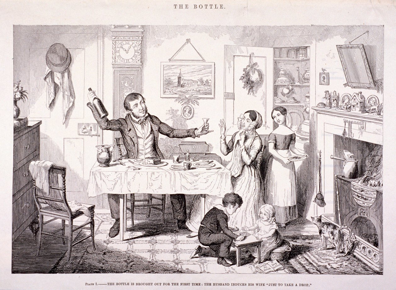 "The Bottle", 1847 alkotó: George Cruikshank