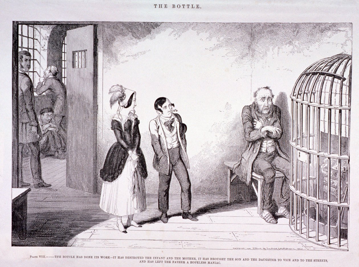 "The Bottle", 1847 alkotó: George Cruikshank