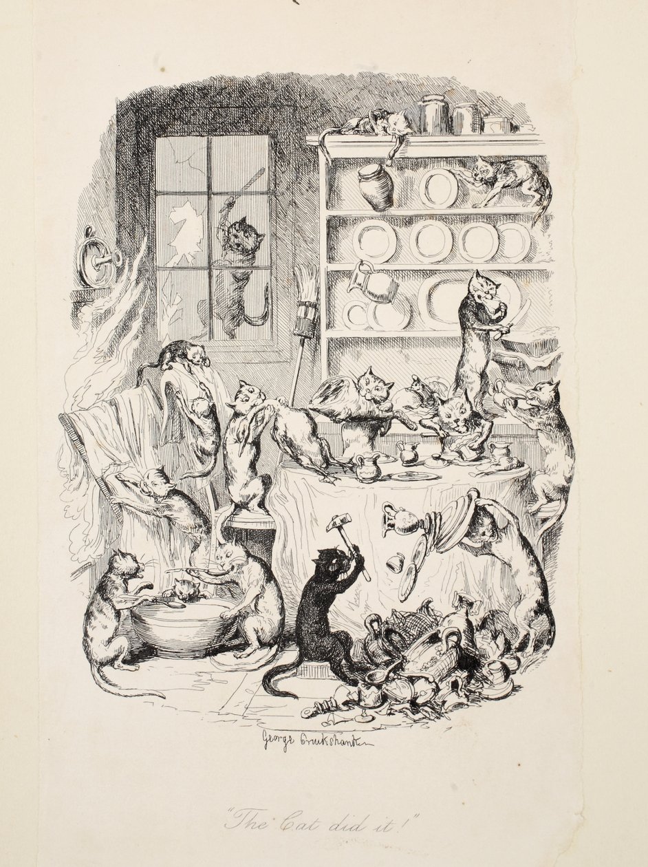 A macska megcsinálta, Az élet legnagyobb pestise, kocsma. 1847 alkotó: George Cruikshank
