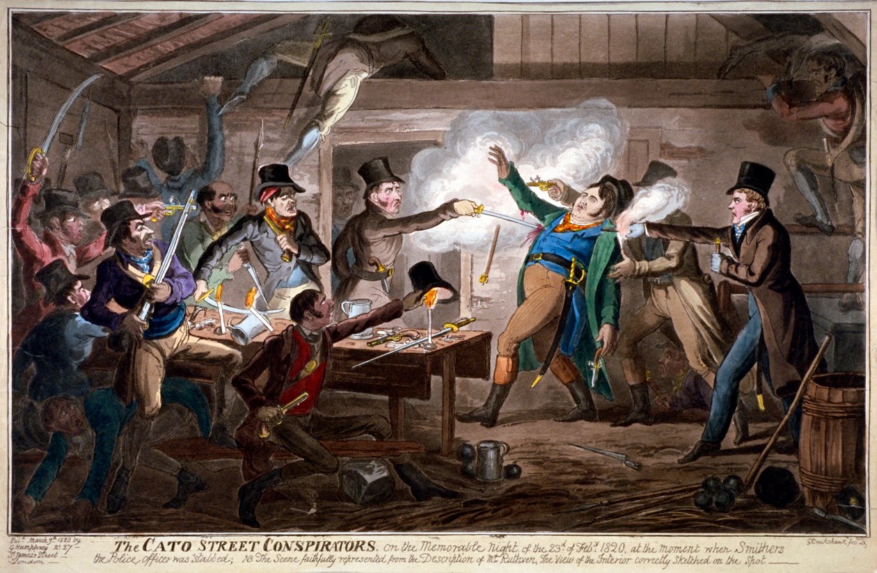 "A Cato utcai összeesküvők...", 1820 alkotó: George Cruikshank