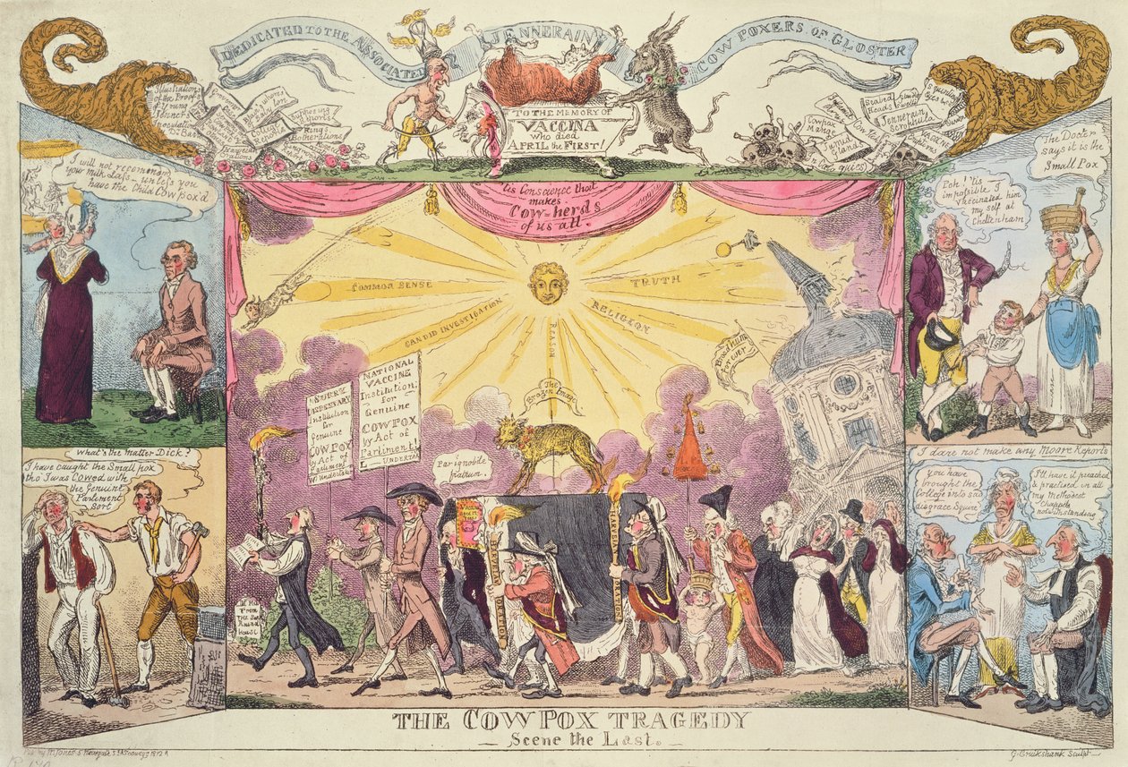 A tehénhimlő tragédia – Az utolsó jelenet (szatirikus rajzfilm) alkotó: George Cruikshank