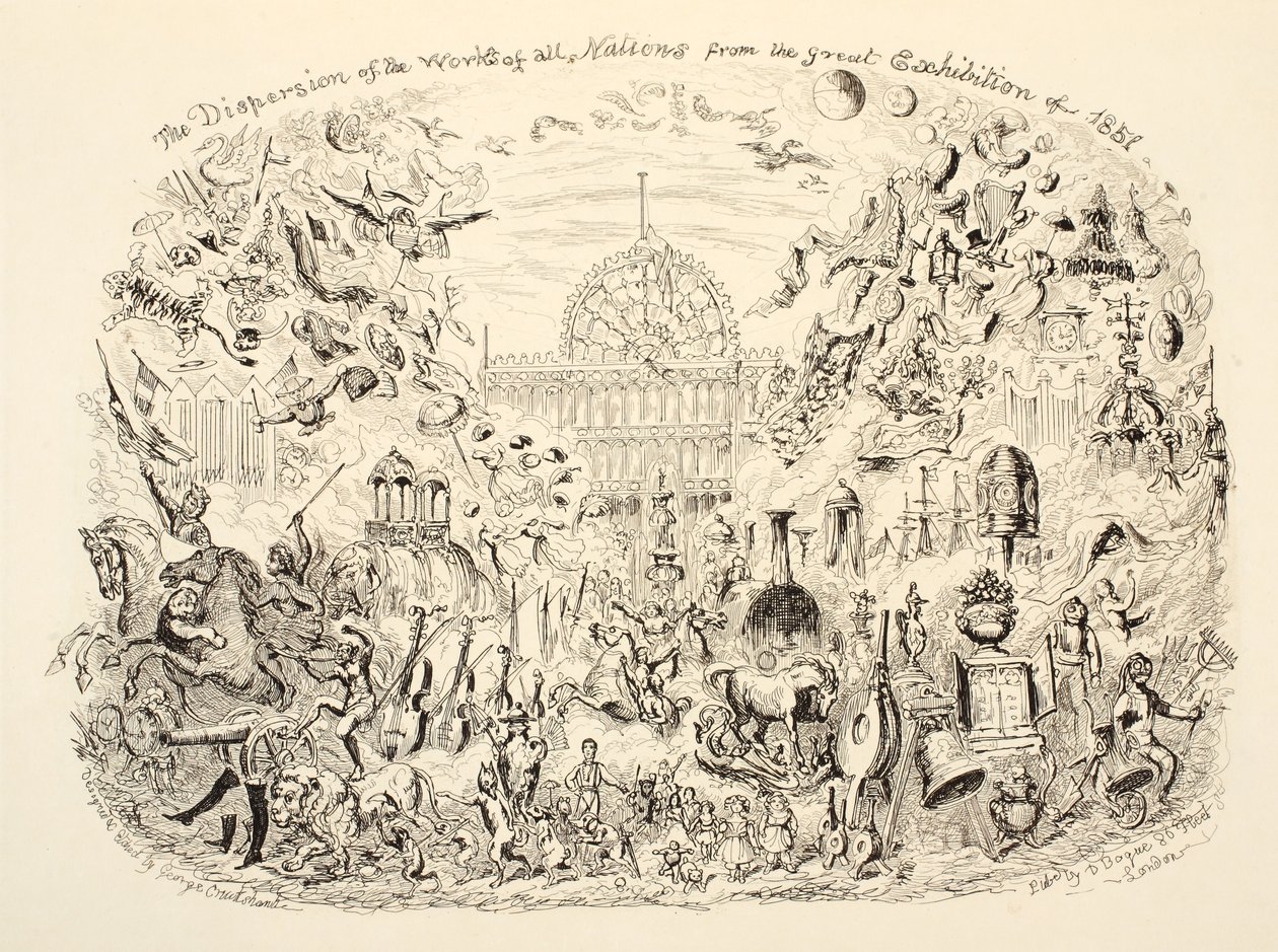 Minden nemzet műveinek szétszóródása az 1851. évi nagy kiállításról, kocsma. 1851 alkotó: George Cruikshank