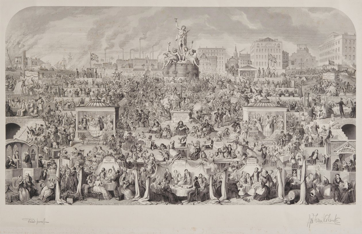 A társadalom ivási szokásai vagy Bacchus imádata alkotó: George Cruikshank