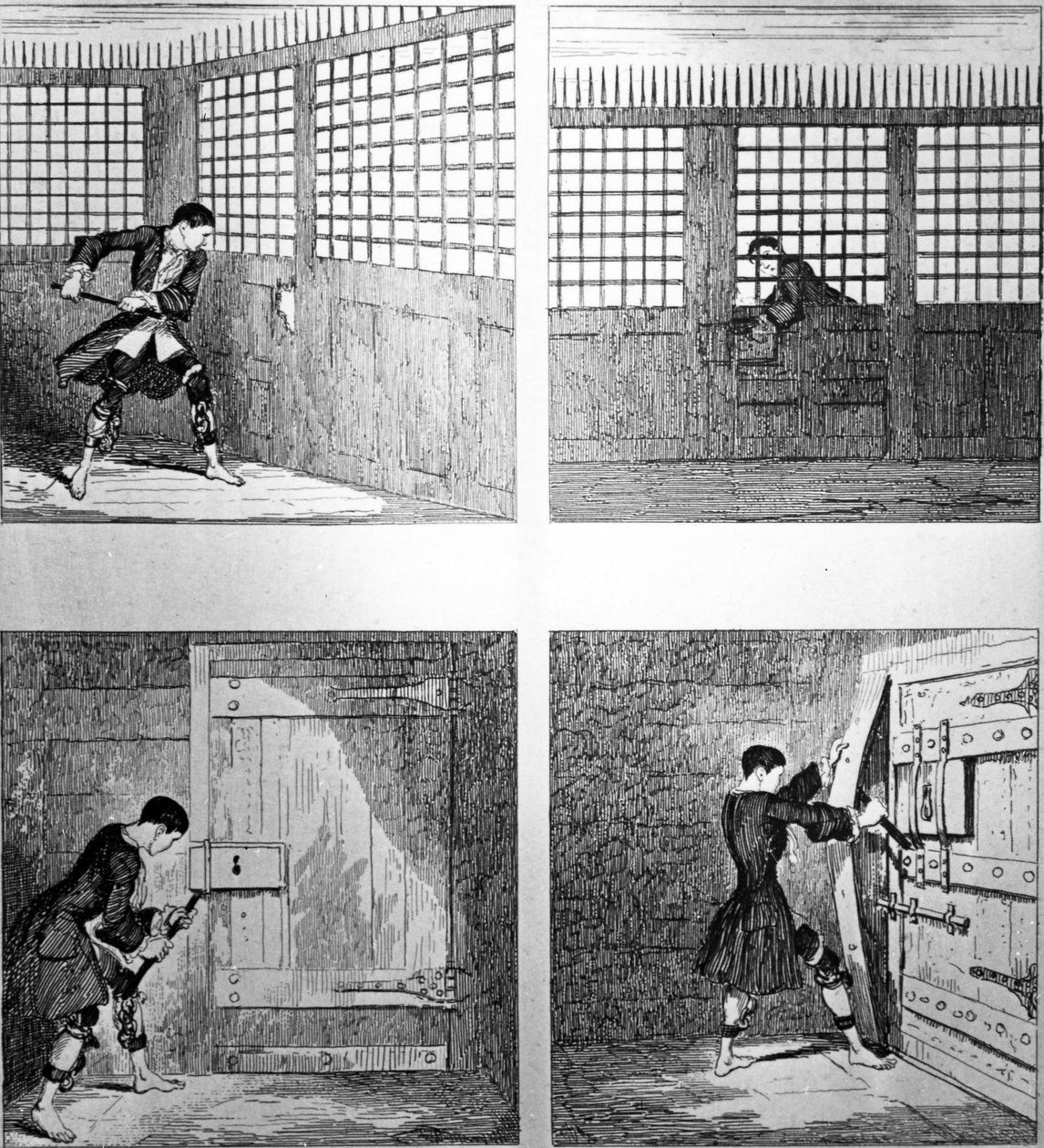 The Escape No. 2, W. H. Ainsworth „Jack Sheppard” című művéből, 1839-ben alkotó: George Cruikshank