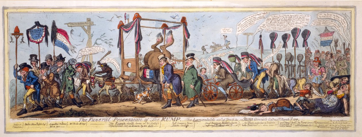 A temetői menet, kocsma. 1819 (kézzel színezett rézkarc) alkotó: George Cruikshank