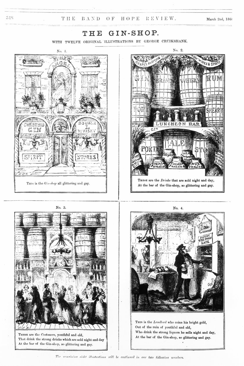 The Gin Shop, illusztráció a „The Band of Hope Review”-ból, 1868. március 2 alkotó: George Cruikshank