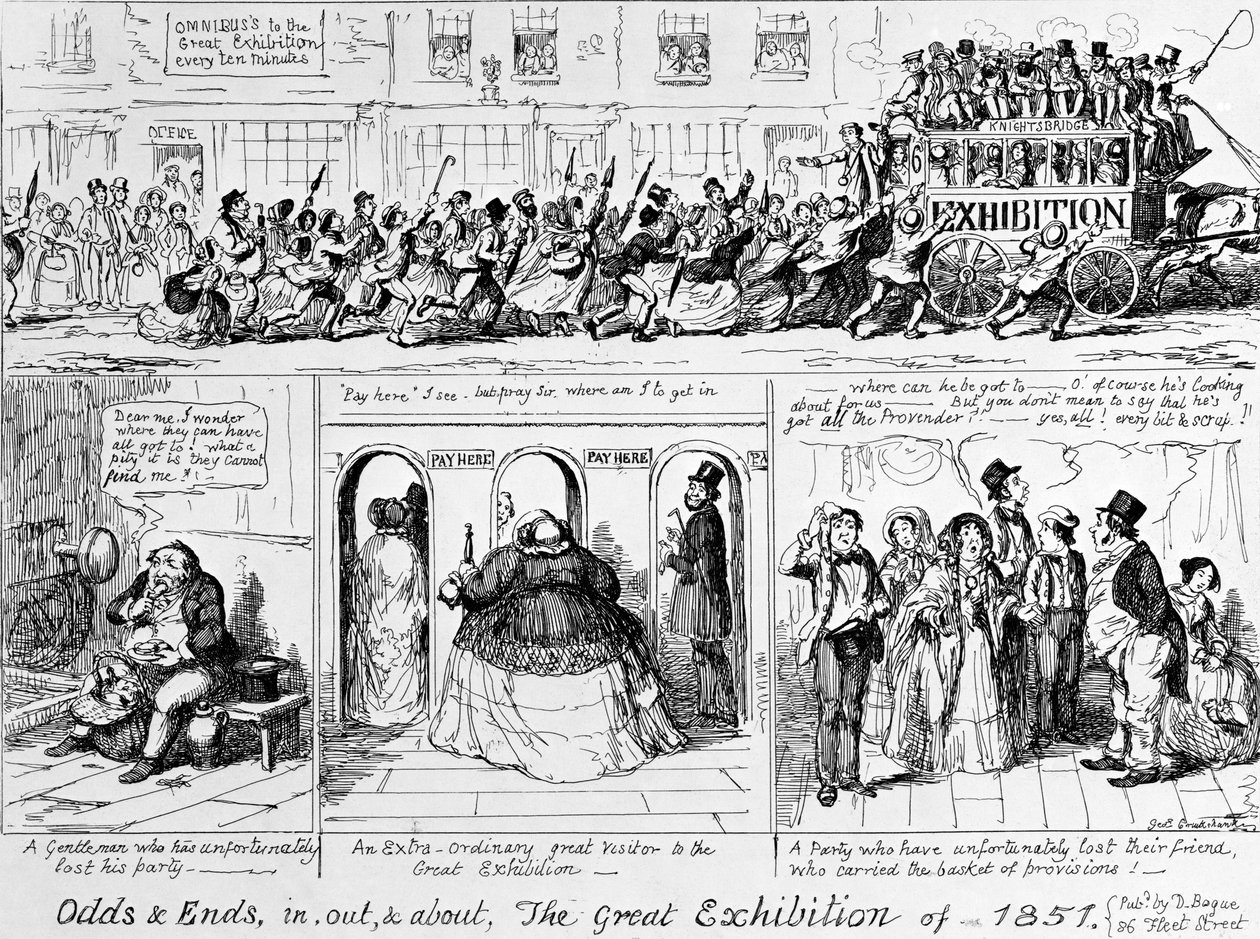 Az 1851-es nagy kiállítás a londoni Hyde Parkban. alkotó: George Cruikshank
