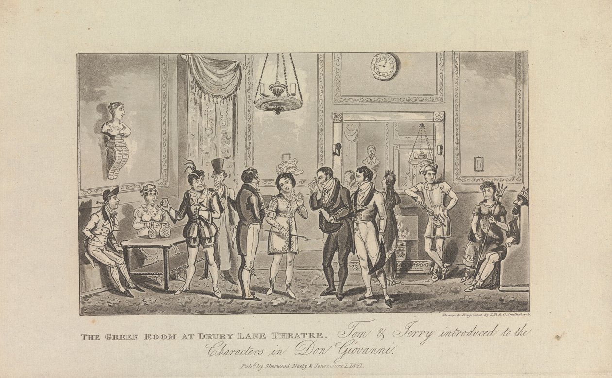 A zöld szoba a Drury Lane Színházban alkotó: George Cruikshank