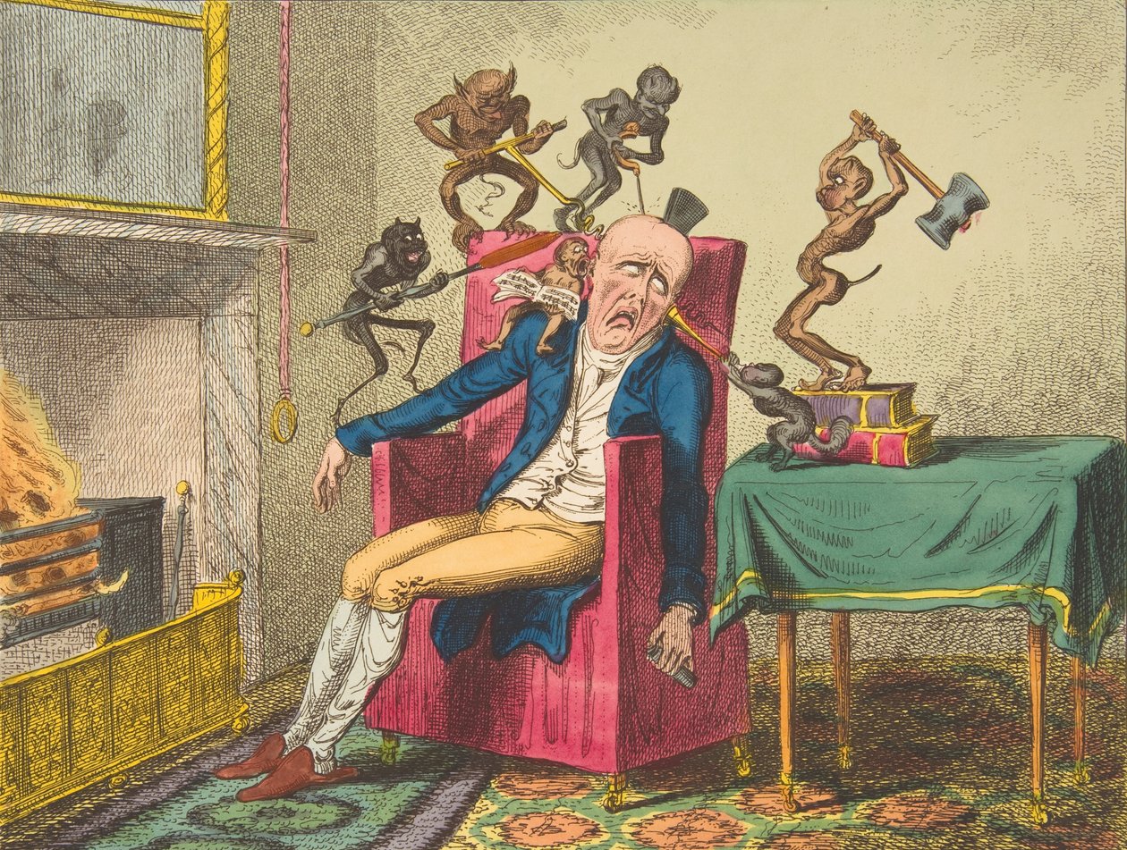 A fejfájás, 1819. február 12., 1819. február 12. alkotó: George Cruikshank