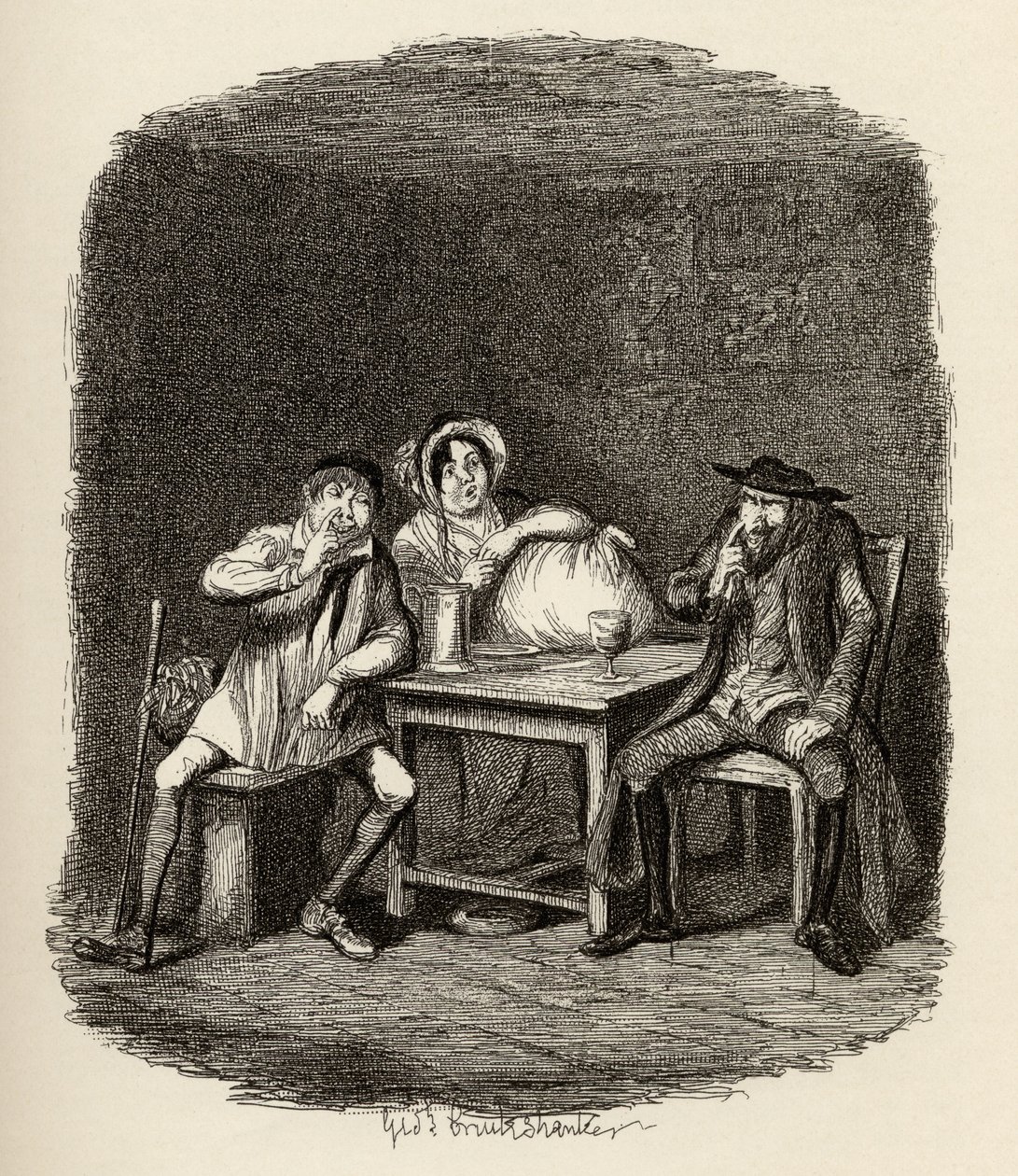 A zsidó és Morris Bolter kezdik megérteni egymást Charles Dickens (1812-70) „The Adventures of Twist” című művéből, amelyet Chapman und Hall adott ki 1901-ben. alkotó: George Cruikshank