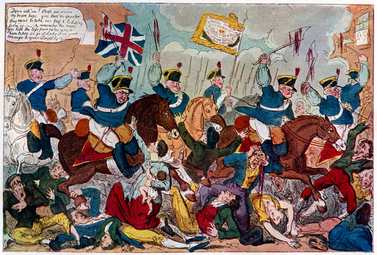 A peterloo-i mészárlás, avagy a britek hazavágnak, 1819, 1904. alkotó: George Cruikshank