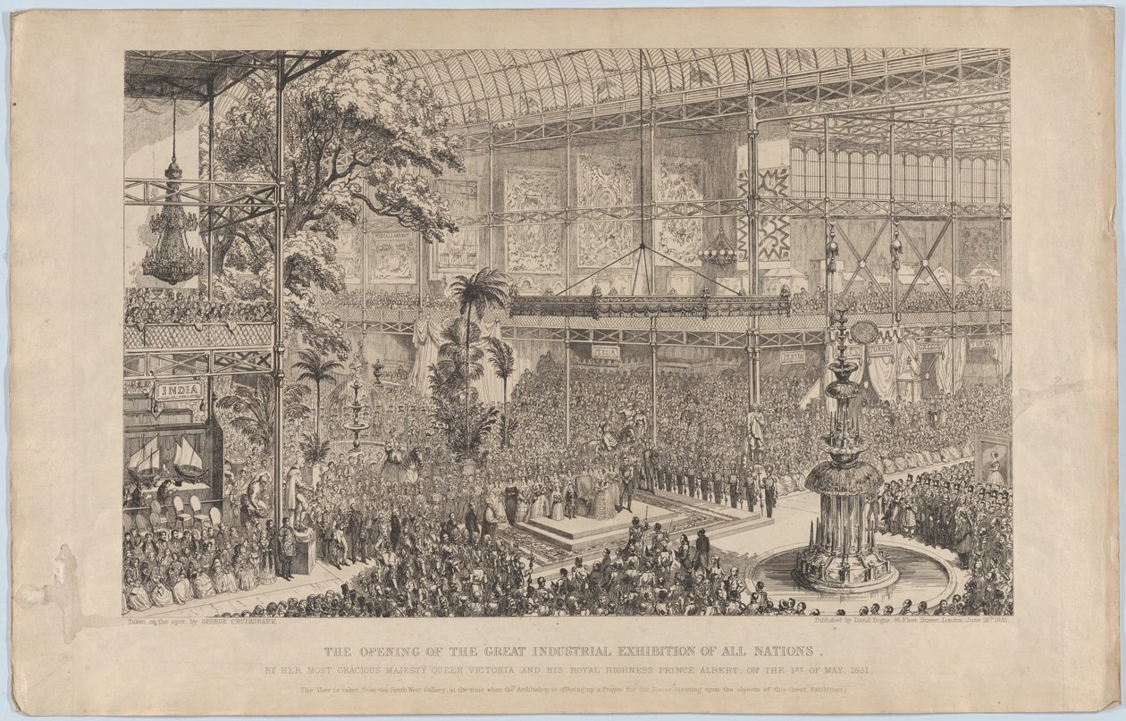 Minden Nemzetek Nagy Ipari Kiállításának Megnyitója, Legkegyelmesebb Felsége..., 1851. alkotó: George Cruikshank