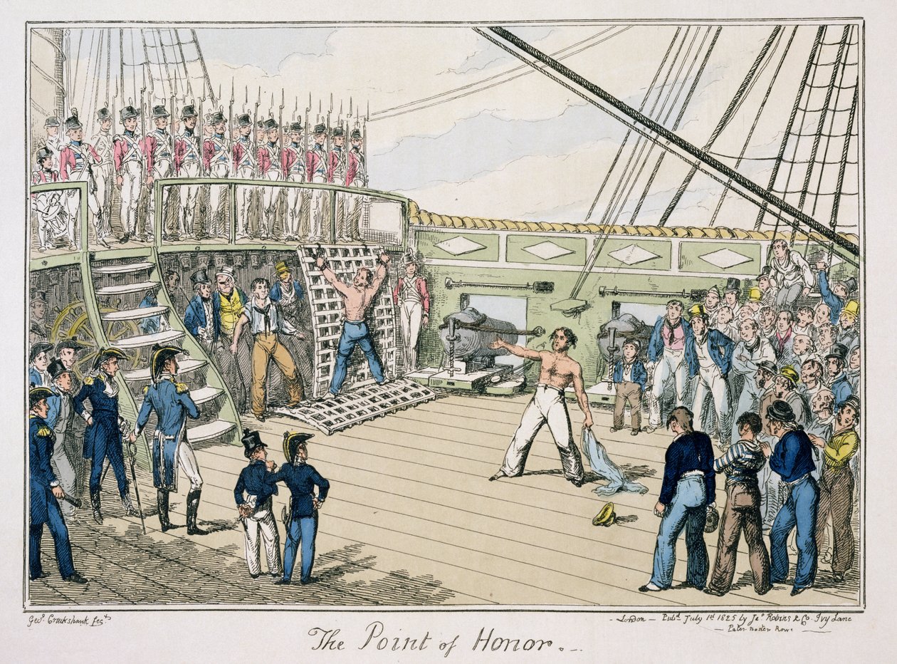 The Point of Honor, megjelent 1825 (színes metszet) alkotó: George Cruikshank