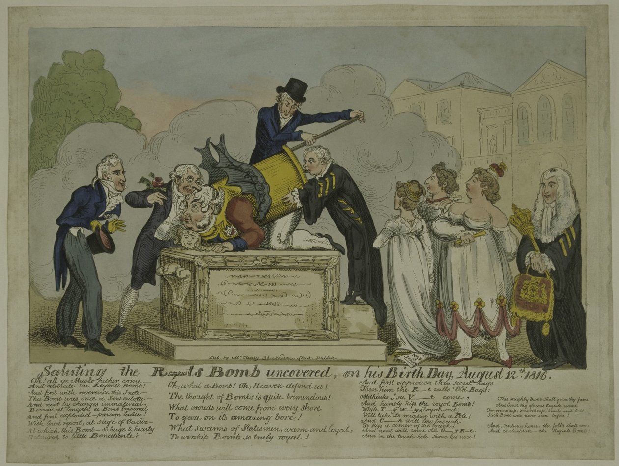 A régens bombája, 1816 (színes rézkarc) alkotó: George Cruikshank