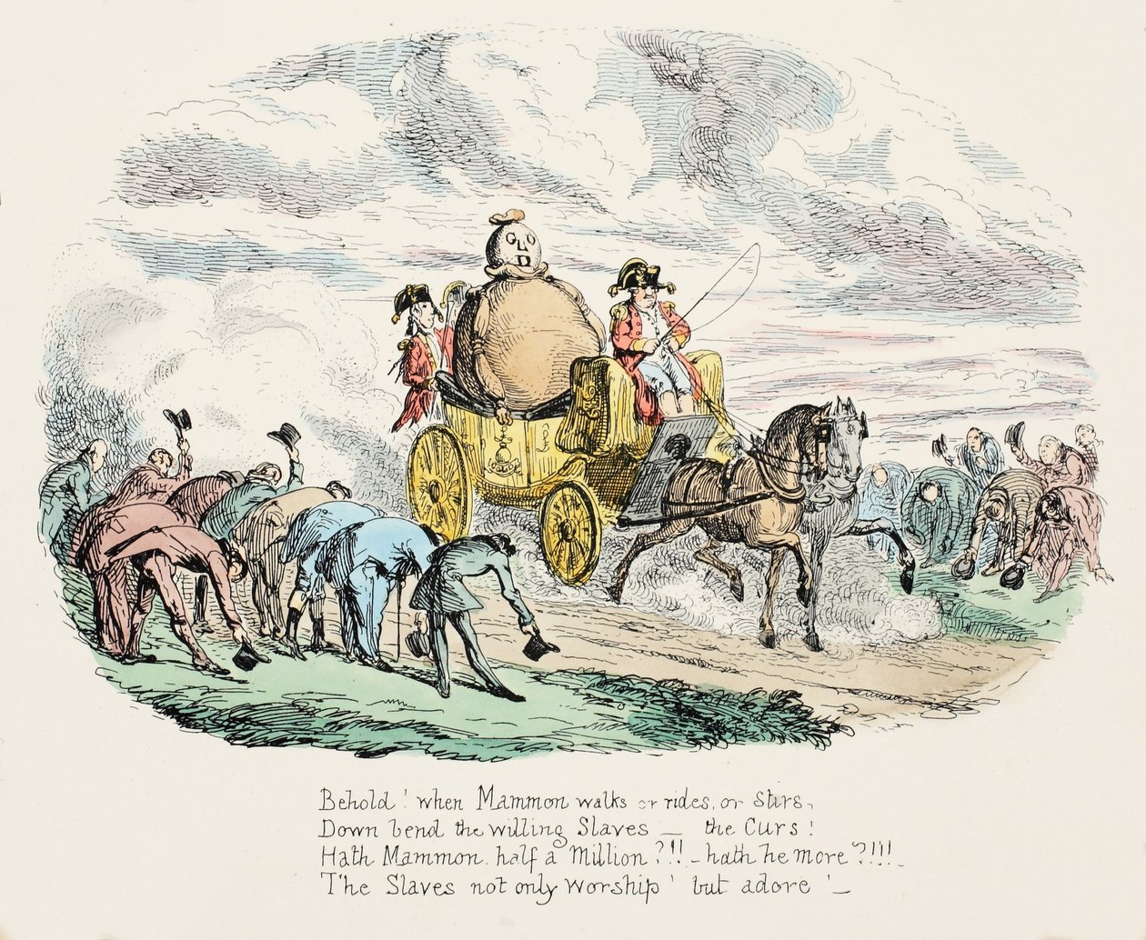A gazdagság imádata, kocsma. 1834 (kézzel színezett metszet) alkotó: George Cruikshank
