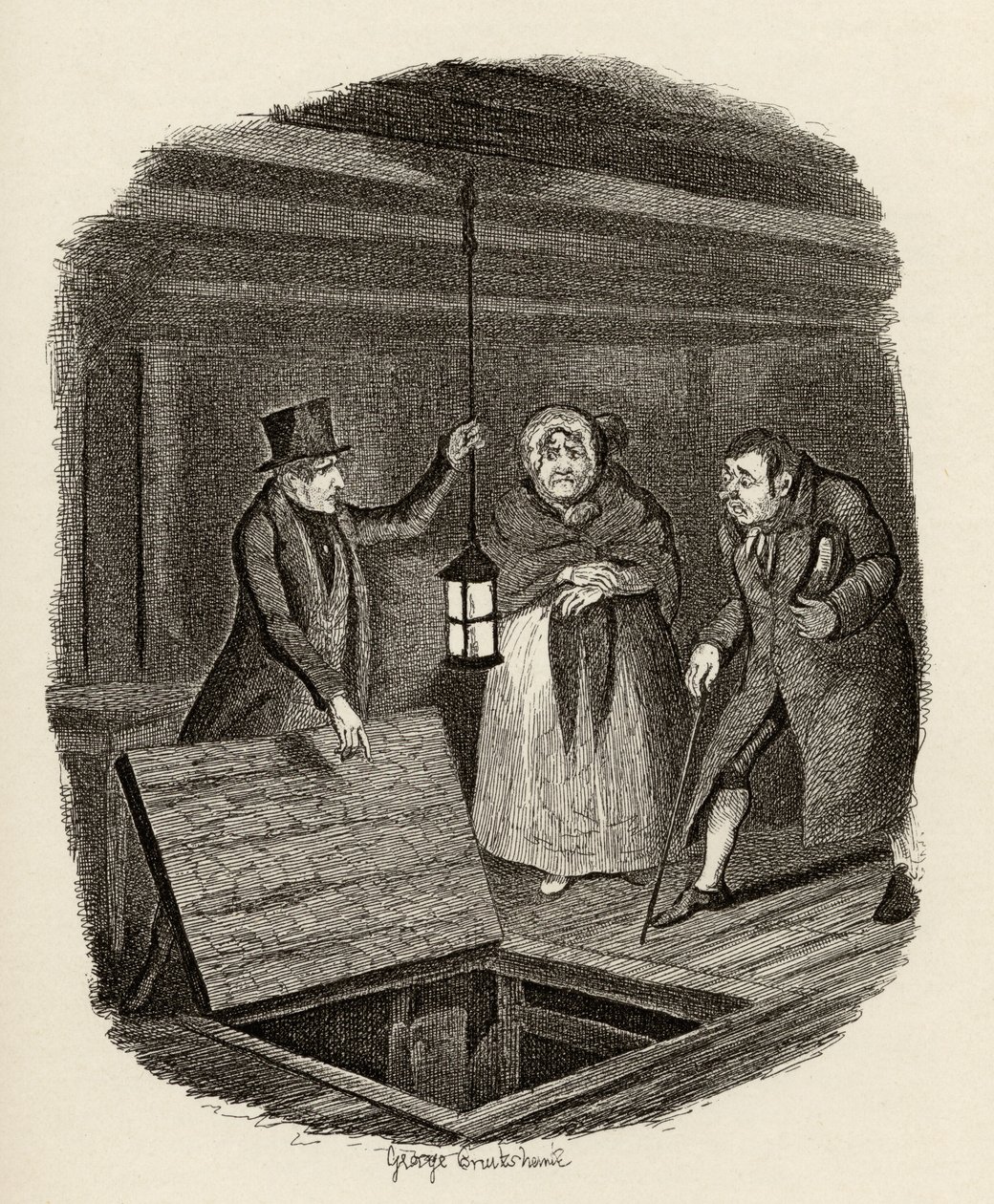 A bizonyítékokat megsemmisítik, Charles Dickens (1812-70) „The Adventures of Twist” című művéből, 1838, Chapman und Hall, 1901 alkotó: George Cruikshank