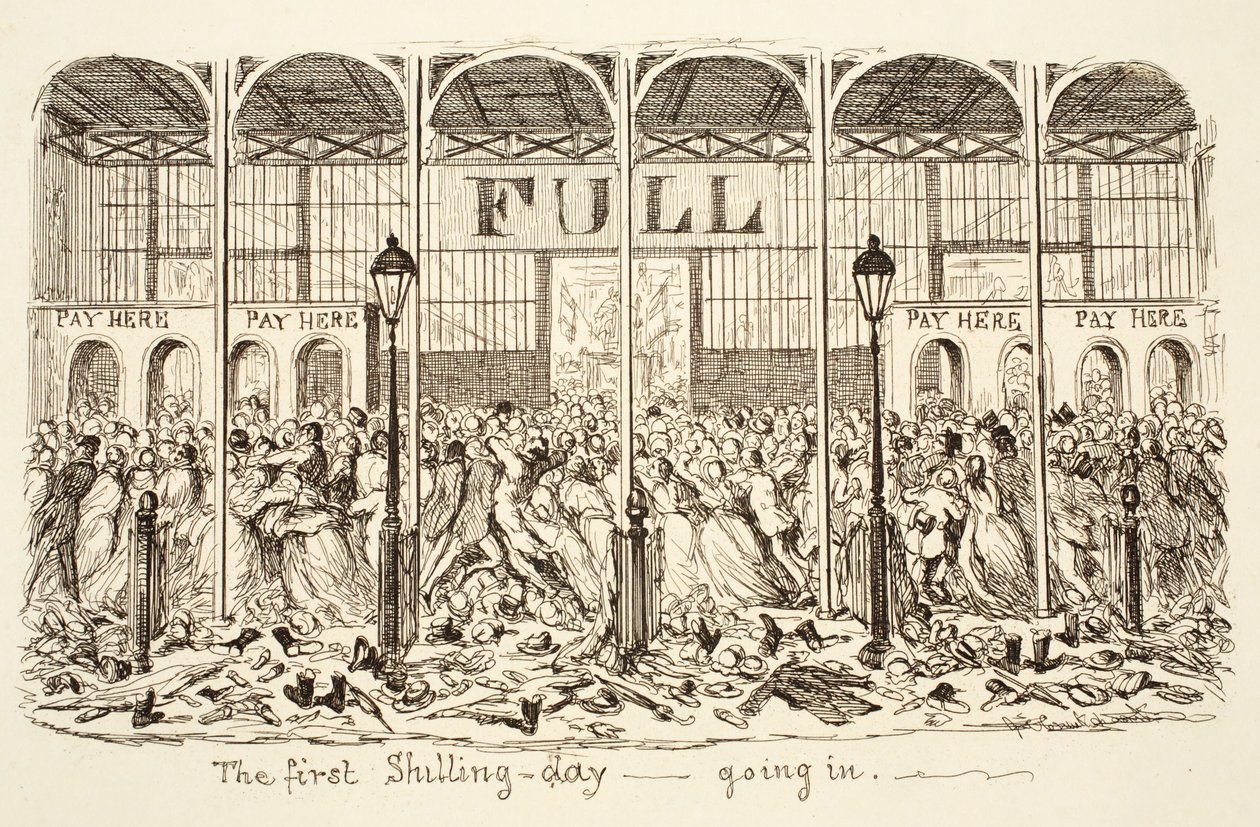 Az első shilling nap - Belépés, kocsma. 1851 (metszet) alkotó: George Cruikshank