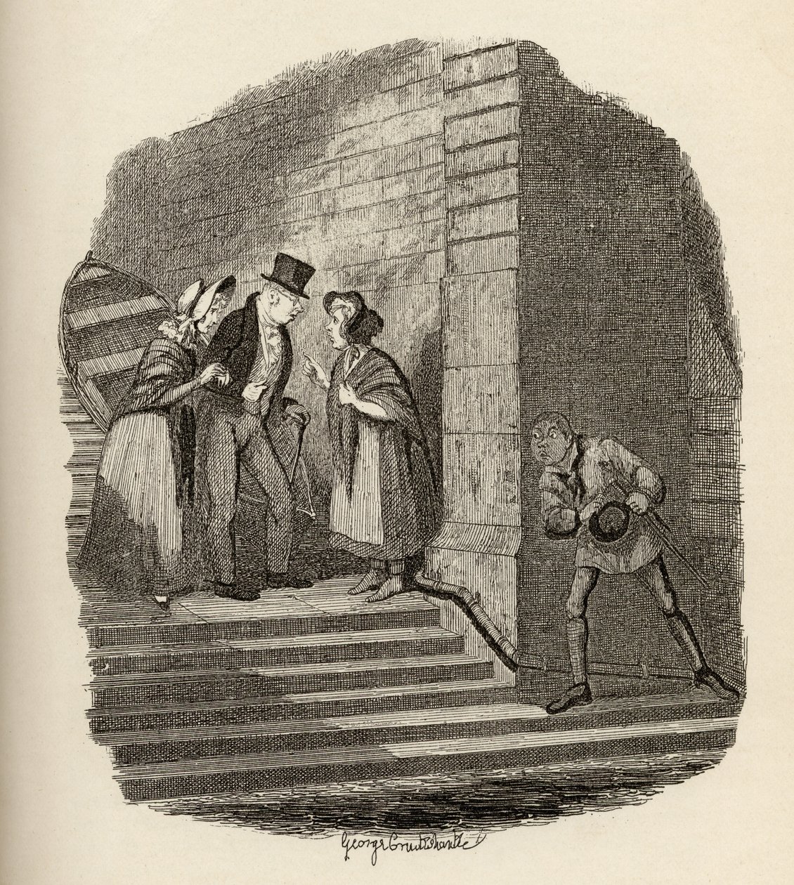 A találkozó Charles Dickens (1812-70) „The Adventures of Twist” című művéből, 1838, Chapman und Hall, 1901 alkotó: George Cruikshank