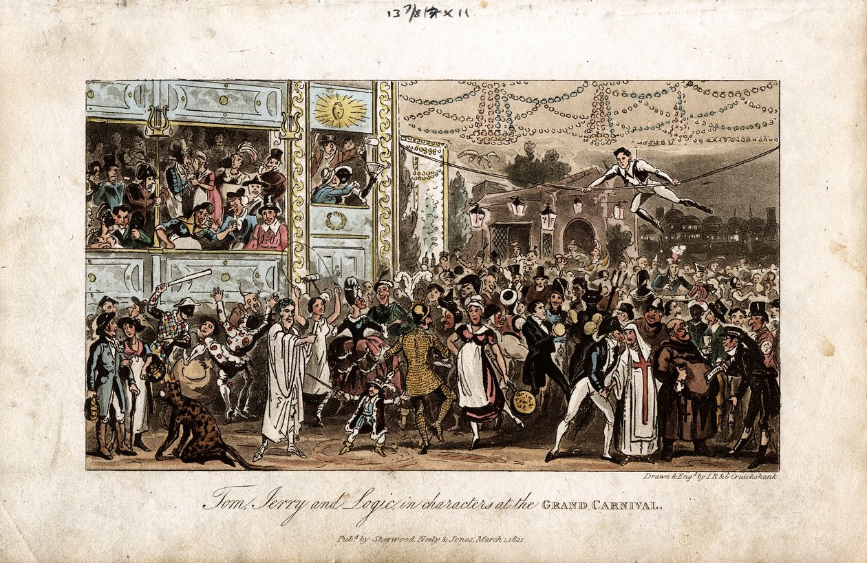 Tom, Jerry és Logic a Nagy Karneválon, 1821 alkotó: George Cruikshank