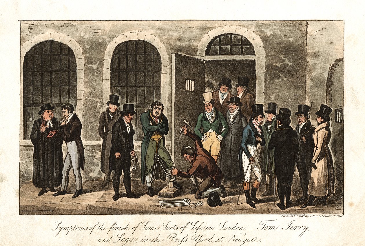 Tom, Jerry és Logic a Press Yardban, Newgate börtön, London, 1821 alkotó: George Cruikshank