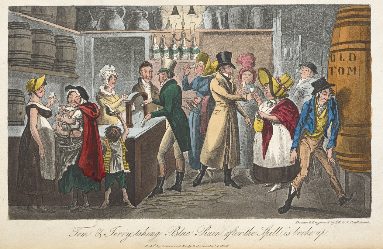 Tom és Jerry kék tönkremennek a varázslat feloszlatása után: "Élet Londonban stb.", Pierce Egan alkotó: George Cruikshank