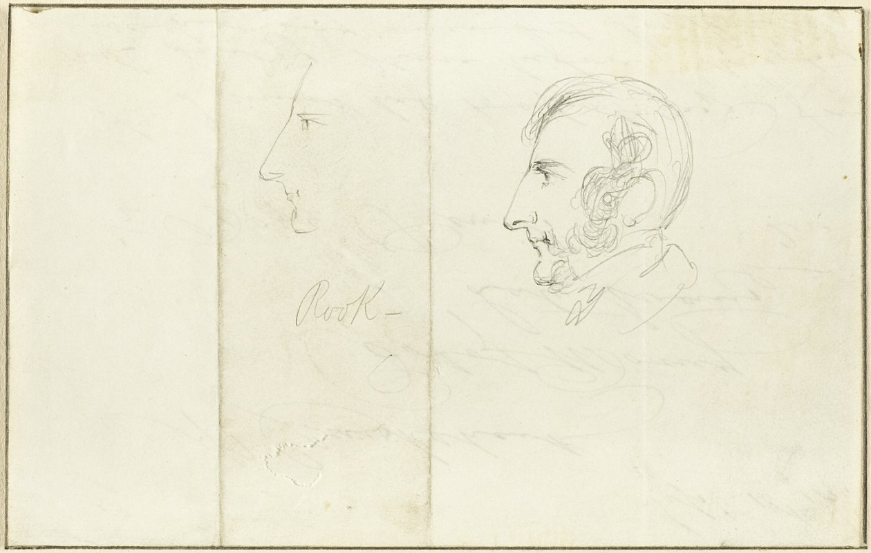 Két önarckép profilban alkotó: George Cruikshank