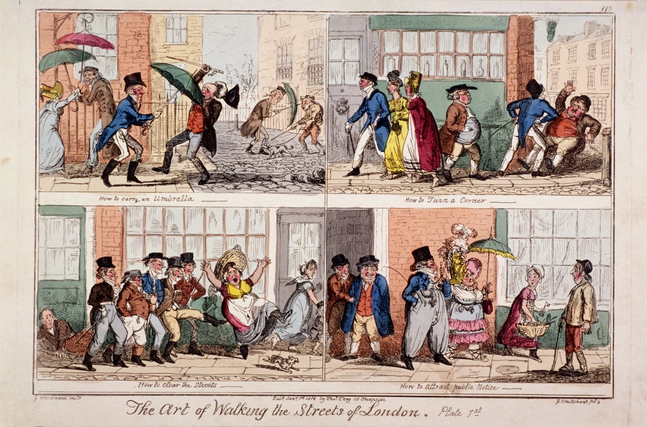 „Séta London utcáin”, 1818 alkotó: George Cruikshank