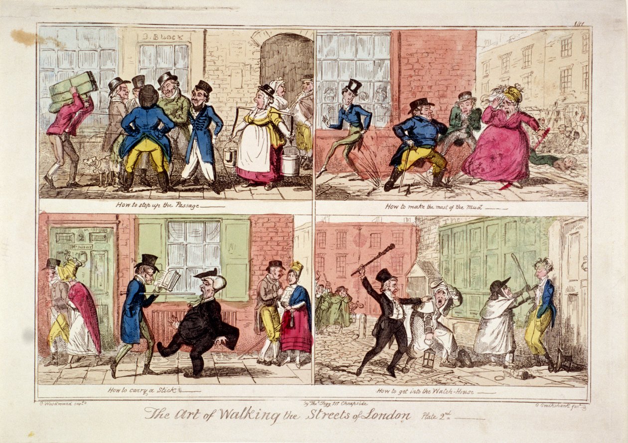 „Séta London utcáin”, 1818 alkotó: George Cruikshank
