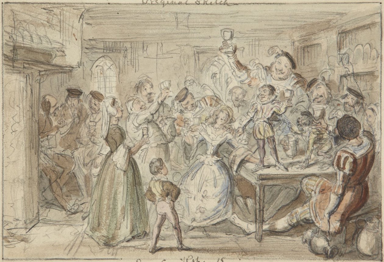 Xit, íme, Narcissus Le Grand úr, aki esküvője napján szórakoztatja barátait alkotó: George Cruikshank