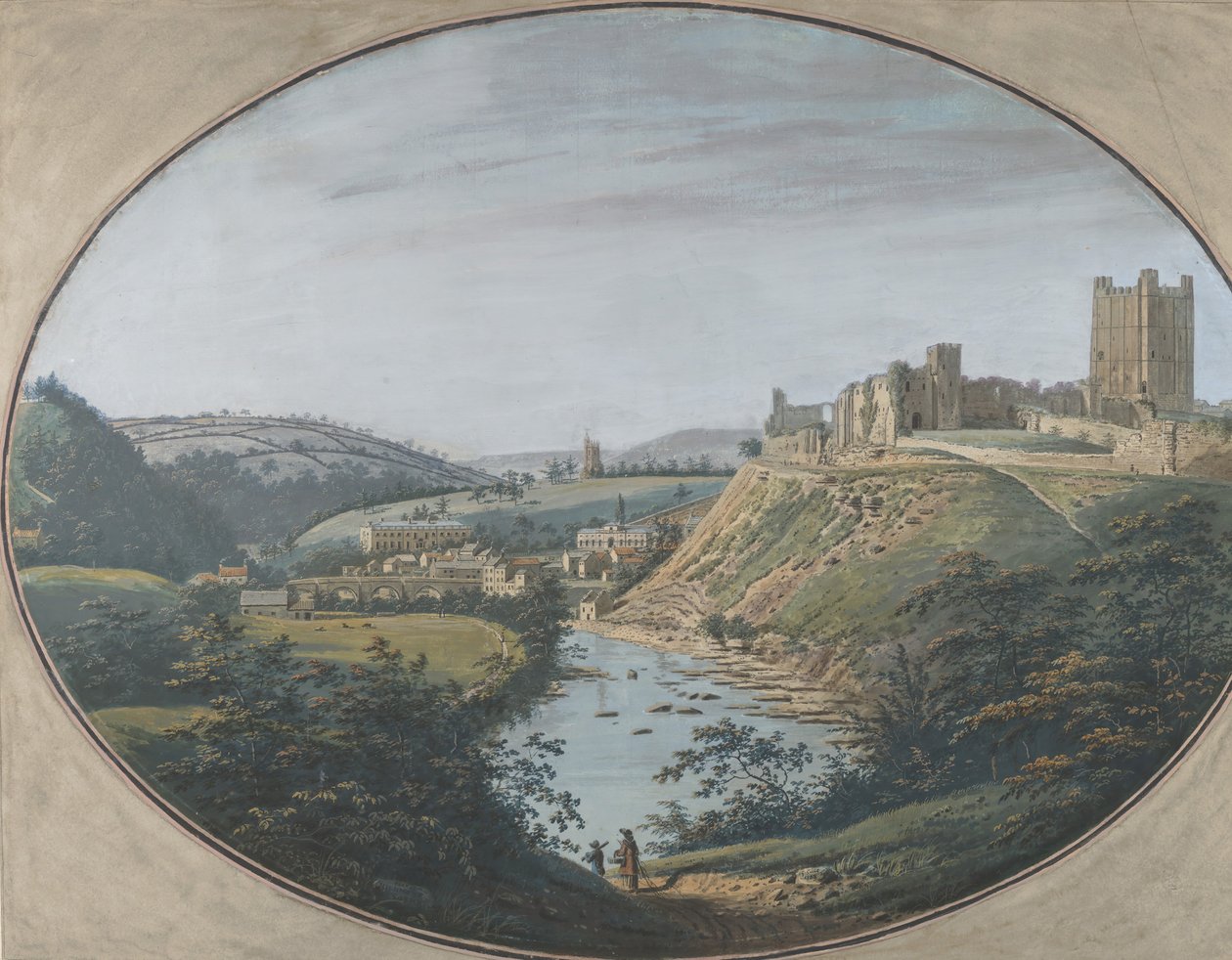 Kilátás Richmondra, Yorkshire, Anglia, 1788. alkotó: George Cuit