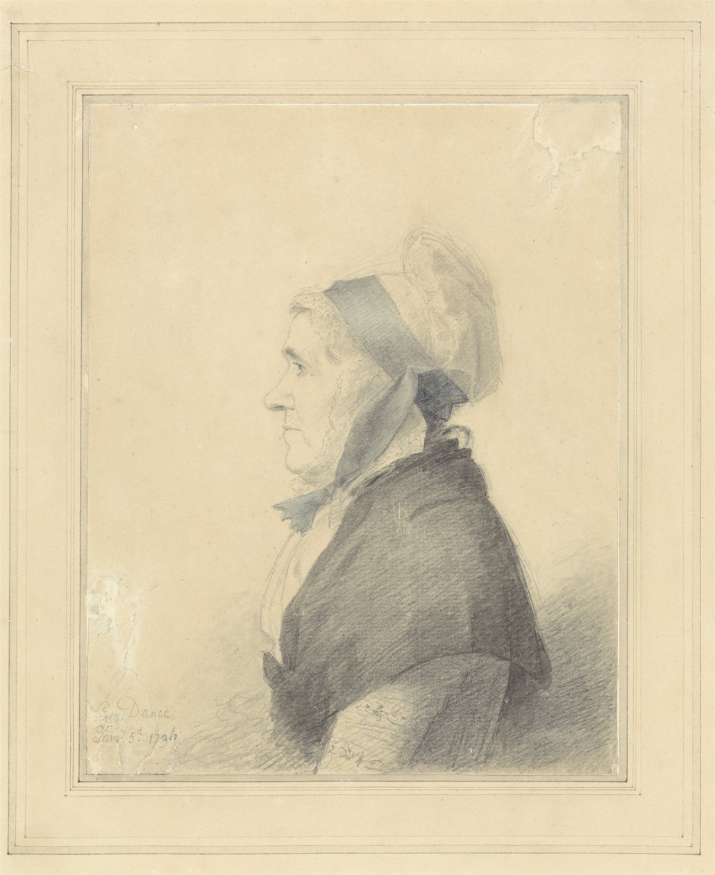 Egy idős hölgy portréja, 1796 (grafit, tinta és WC papíron) alkotó: George Dance