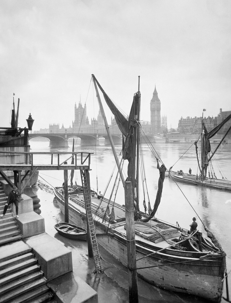 Parlament házai a Temze folyóból, Lambeth, London, 1920-as évek alkotó: George Davison Reid