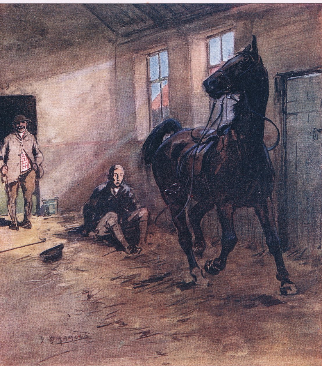 Egyes „csontok nem szeretik az idegeneket, és semmi sem néz ki olyan bolondnak, mint egy földön fekvő férfi” a Hodder & Stoughton által kiadott Jorrocks Lectors-ból. alkotó: George Denholm Armour