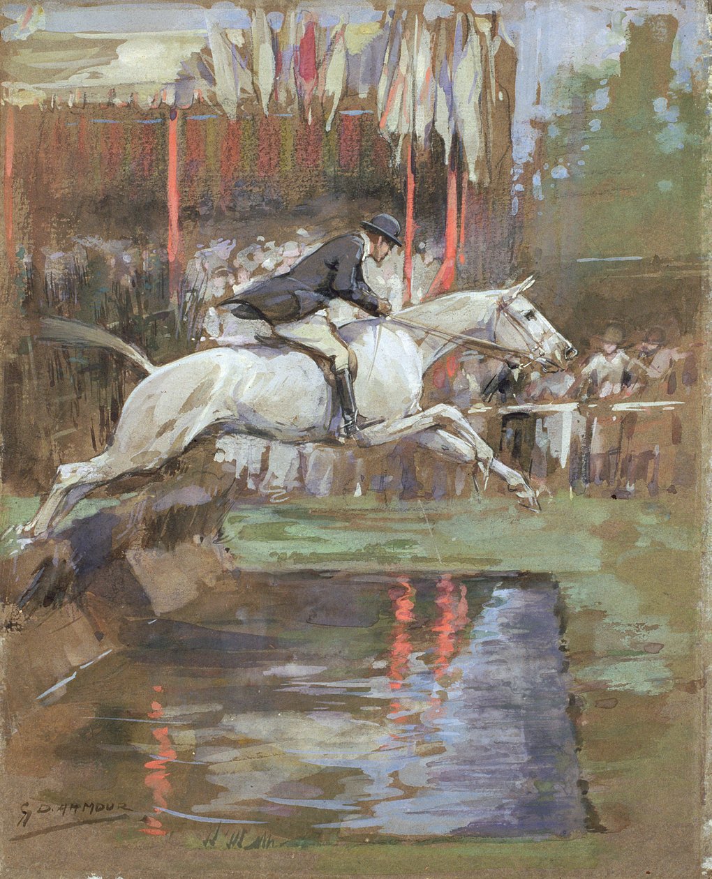 The Water Jump (akvarell papíron) alkotó: George Denholm Armour