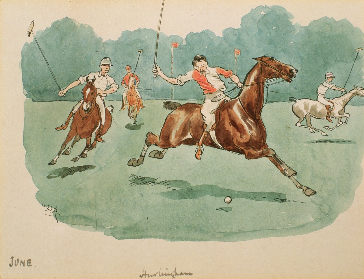 Június hónap: Polo (toll, tinta és WC papíron) alkotó: George Derville Rowlandson