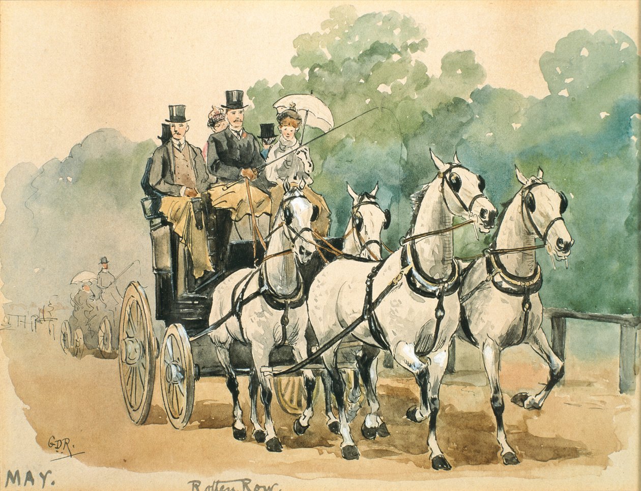 Május hónap: Coaching (toll és tinta és wc papíron) alkotó: George Derville Rowlandson