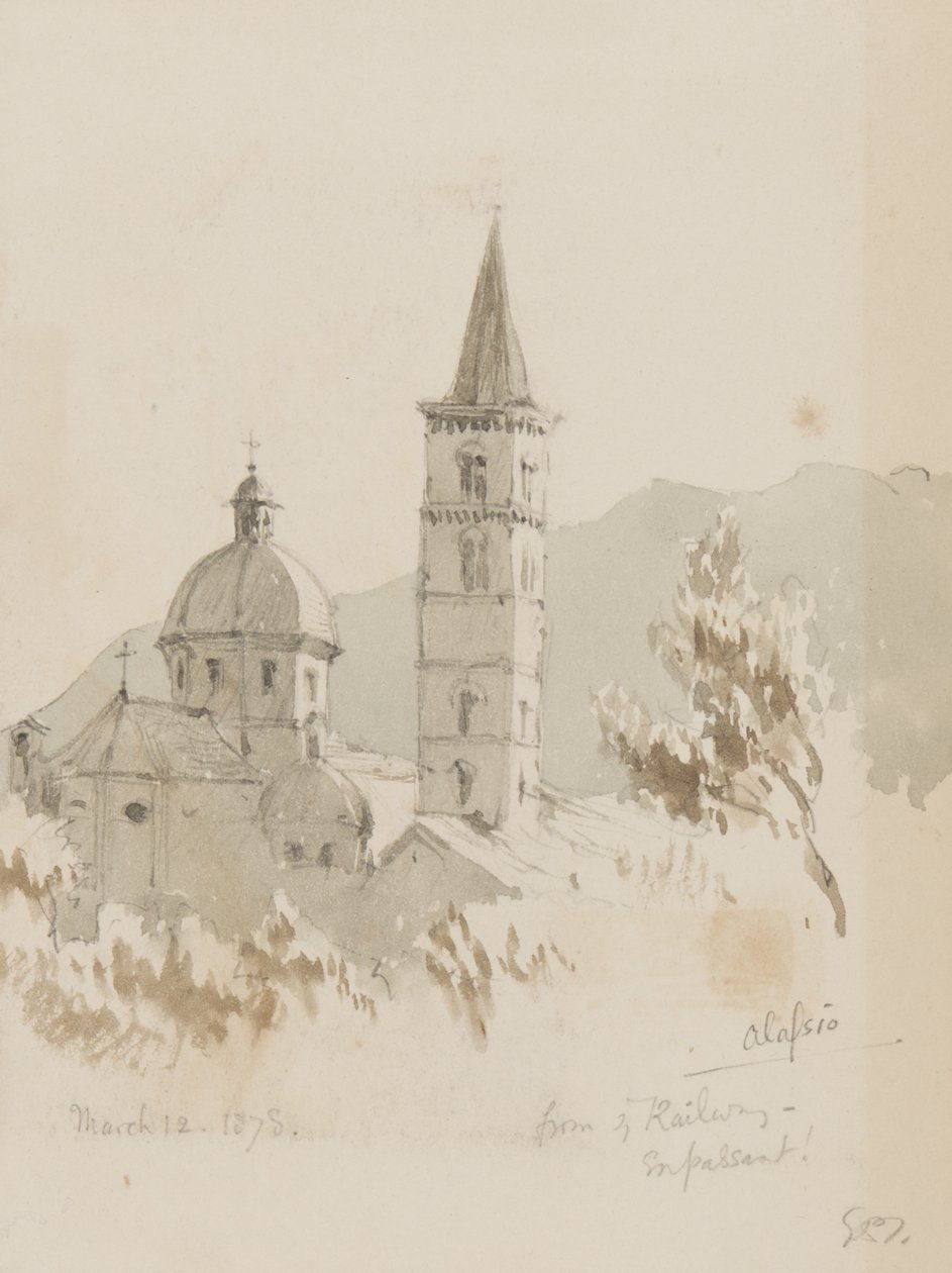 Alassio, a ti Vasúttól, En Passant!, 1878. március 12. (ceruza és WC papíron) alkotó: George Douglas Tinling