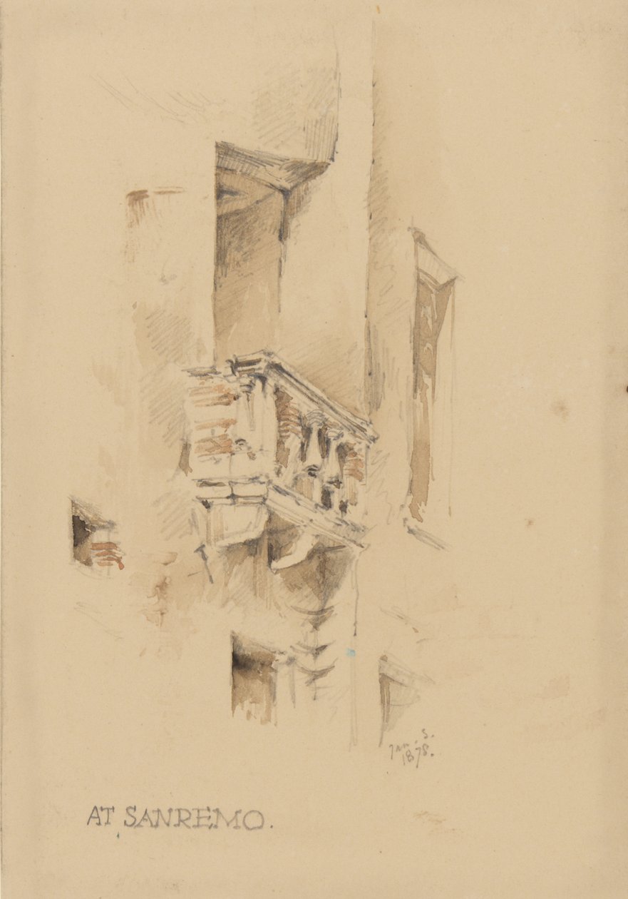 San Remóban, 1878. január 3-án (ceruza és WC papíron) alkotó: George Douglas Tinling