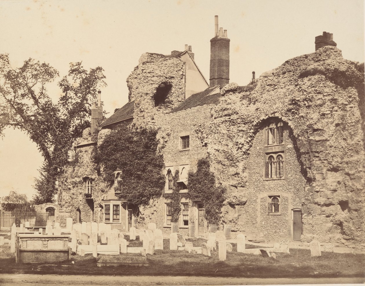 Az apátsági templom maradványai, Bury St. Edmunds, 1857. alkotó: George Downes