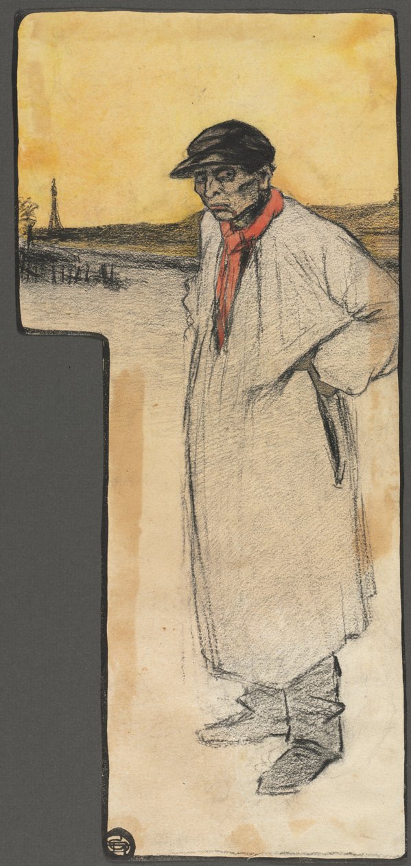 Tervezés könyv illusztrációhoz, álló férfi figura alkotó: George Dupuis