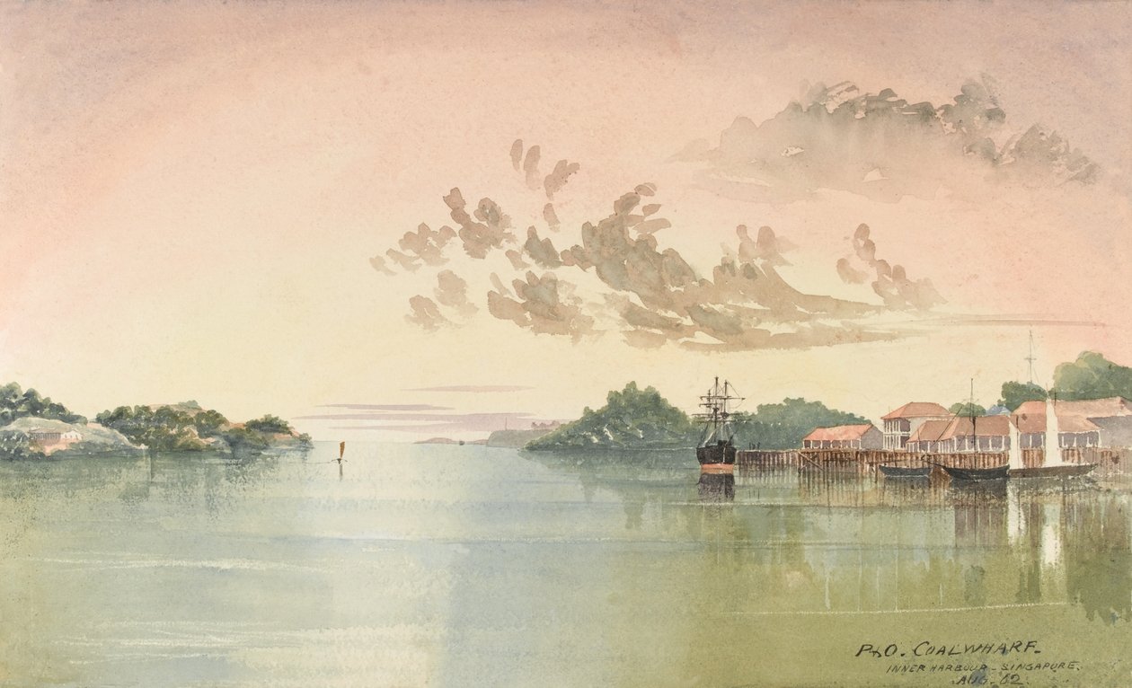 P&O Coalwharf, Inner Harbour Singapore, augusztus 62 (akvarell) alkotó: George E.L.S. Sanford