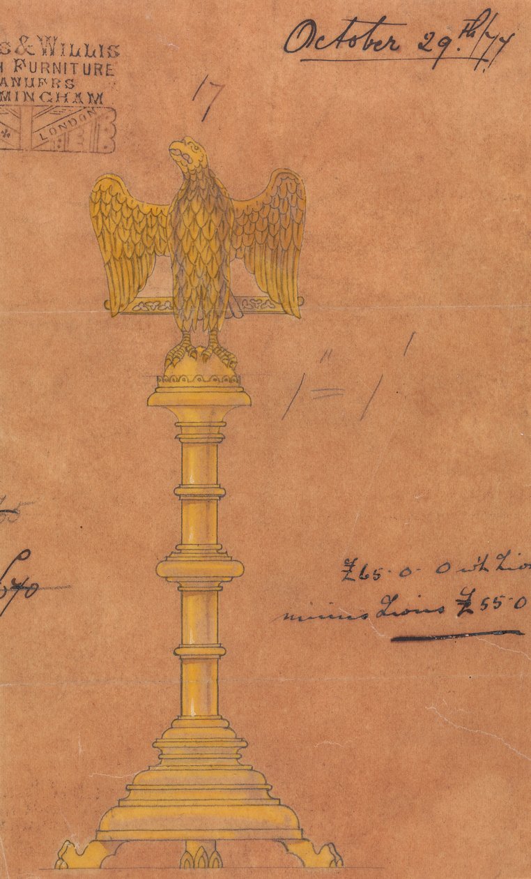 Jones és Willis, fém- és famunkások, valamint birminghami és londoni templombútor-gyártók számára készült tervek alkotó: George Edmund Street