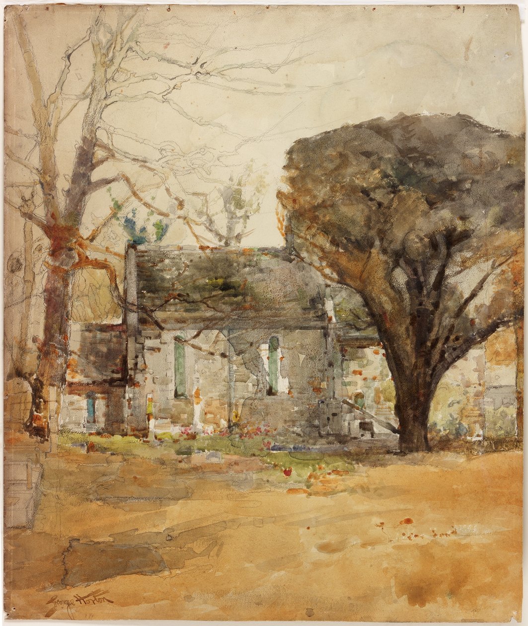 Delaval-kápolna (faszén, ceruza és akvarell papíron) alkotó: George Edward Horton